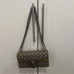 Gucci Beige and Brown Monogram Shoulder Bag